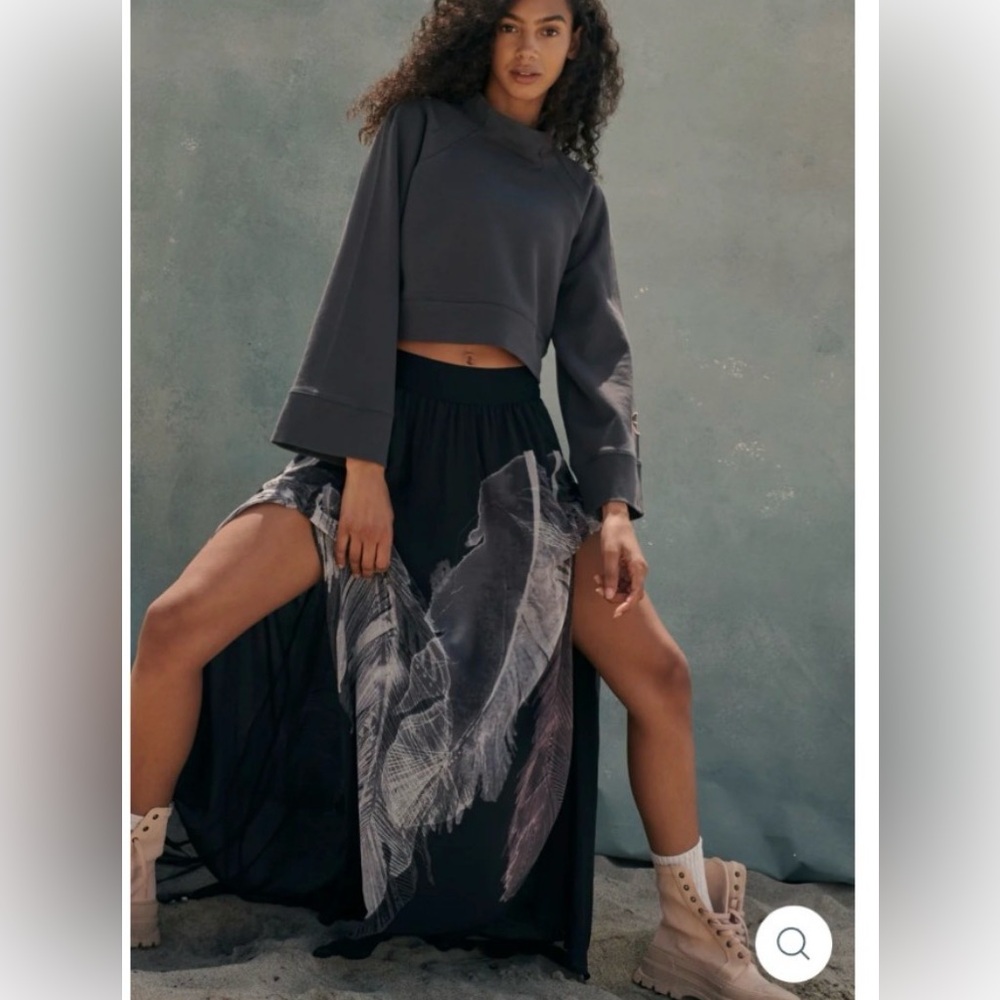 FP Movement by Free People Black and Gray Maxi Skirt